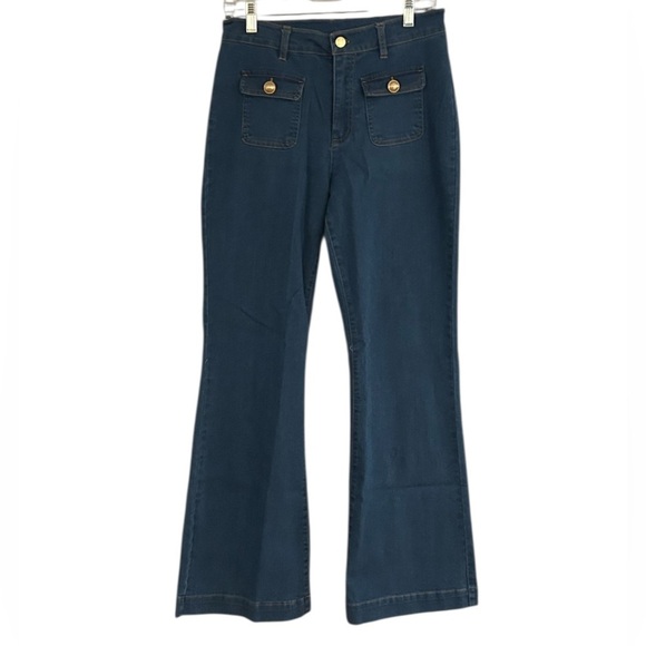Jason Wu Denim - Jason Wu Stretch Wide Leg Jeans Size 6 Gold Buttons New Without Tags